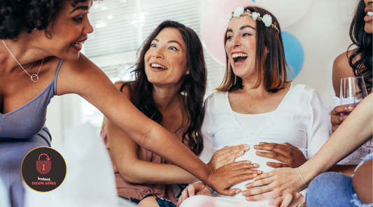 Jeu quiz baby shower à imprimer - Les gens aiment jouer au jeu et le logo pour Instant Escape Games