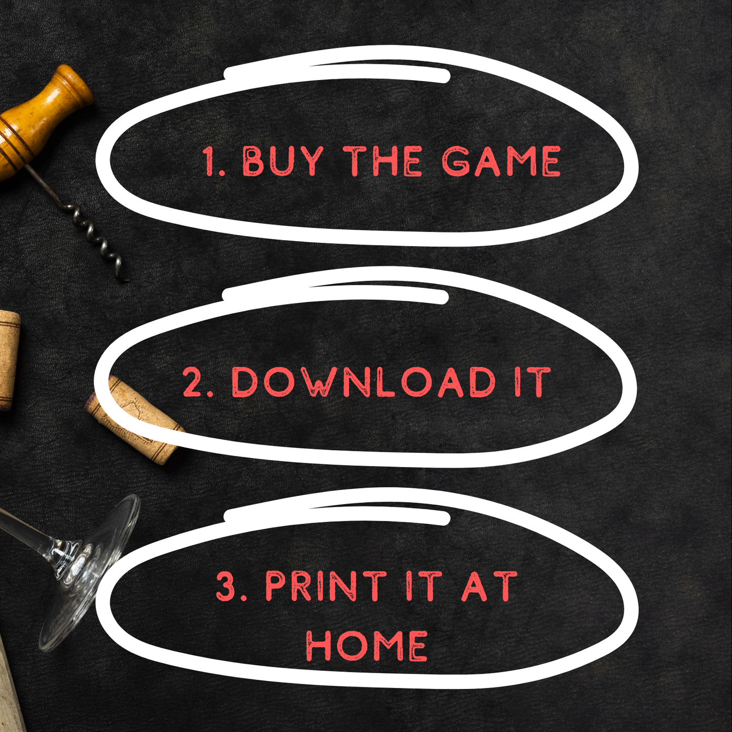 Instructions for the couples wine mystery game, perfect for a fun wine tasting mystery game night