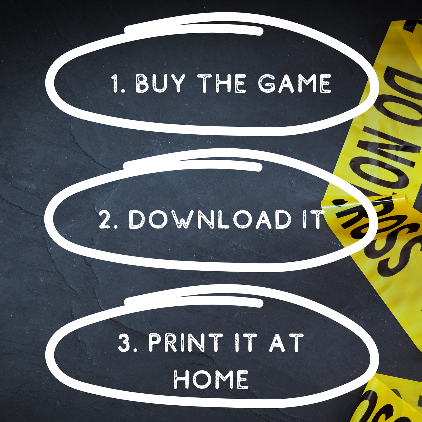 Instructions for the printable detective crime game for date night, a murder mystery crime game for couples and adults