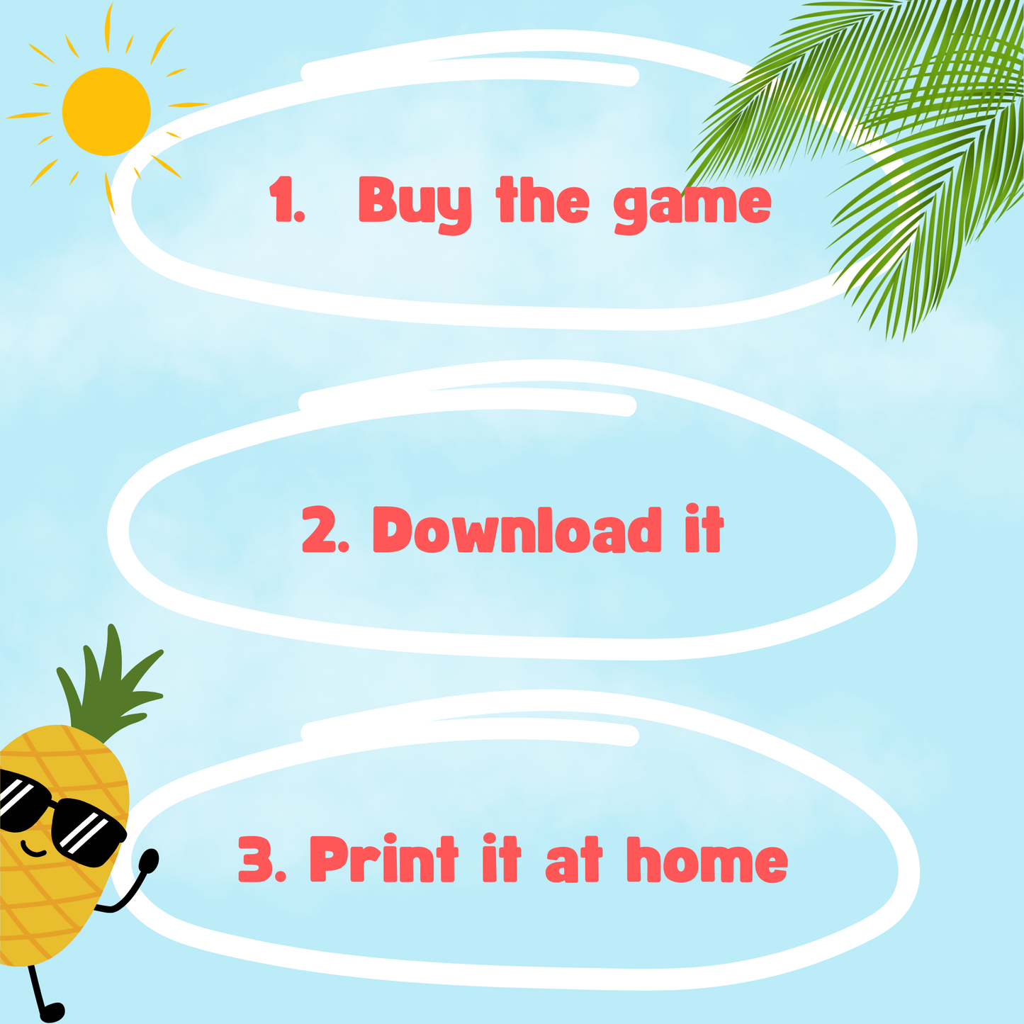Instructions for the printable outdoor escape room game for summer parties, great for all ages