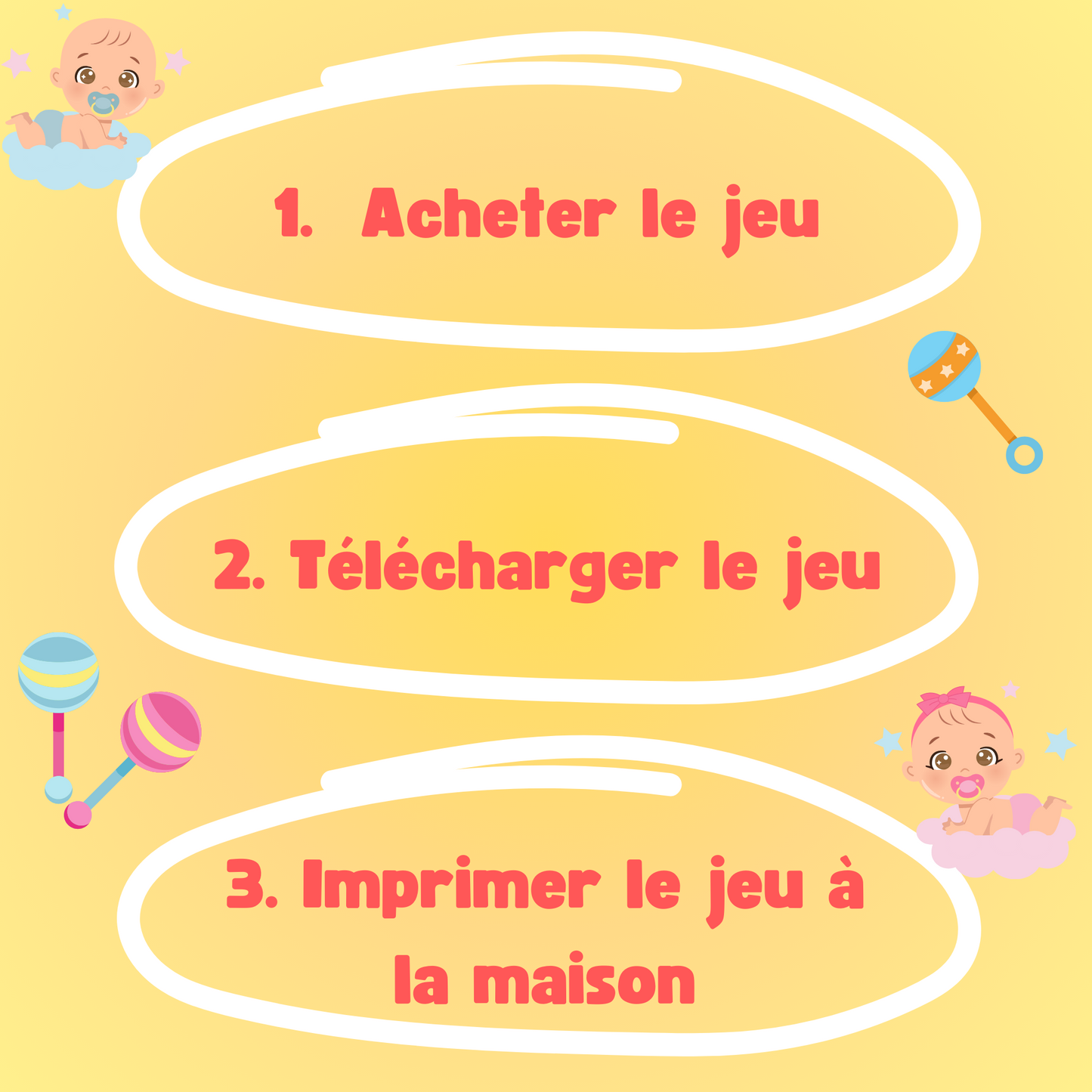 Instructions pour le jeu de gender reveal fille à imprimer, une activité ludique à faire en famille