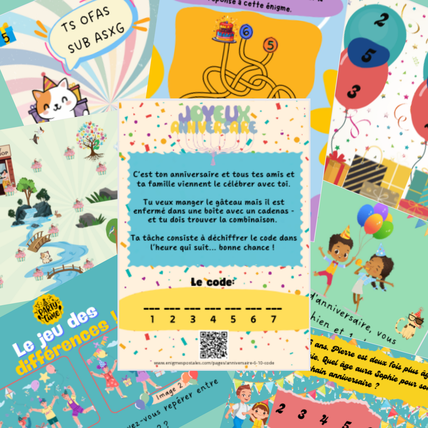 Installation du jeu d'anniversaire à imprimer pour enfants, une activité à faire pour un anniversaire enfant