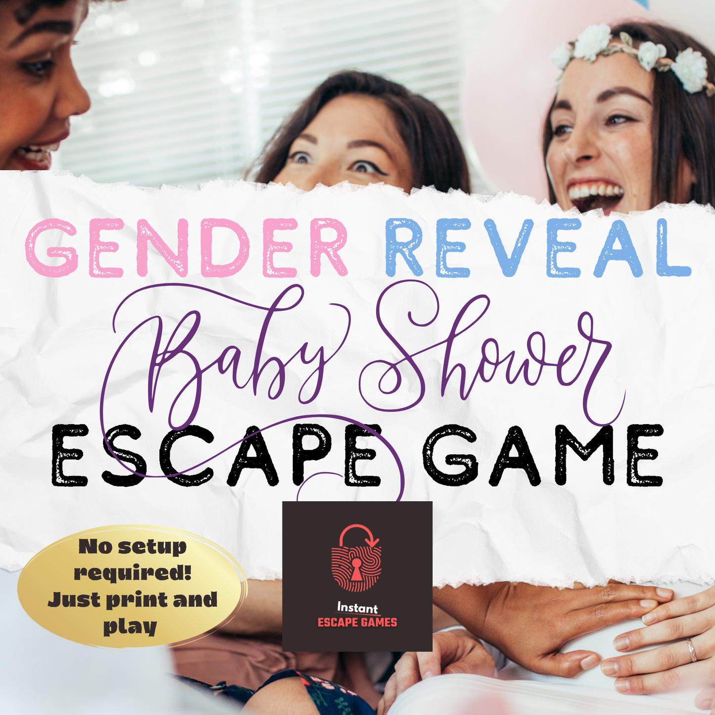 Players’ reactions after discovering the baby girl gender reveal in the escape room printable