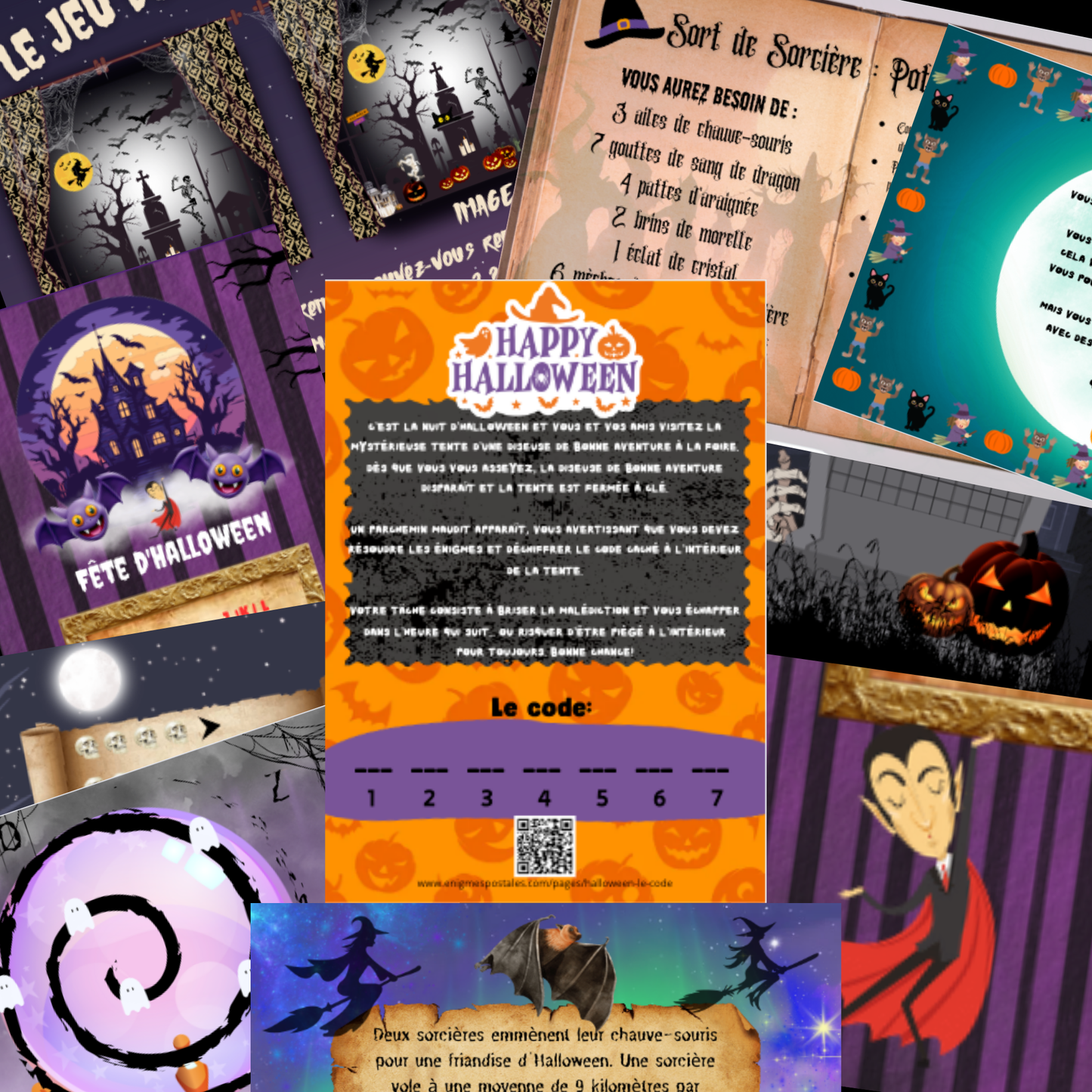 Jeux d’Halloween à imprimer – enfants et adultes résolvent des énigmes ensemble