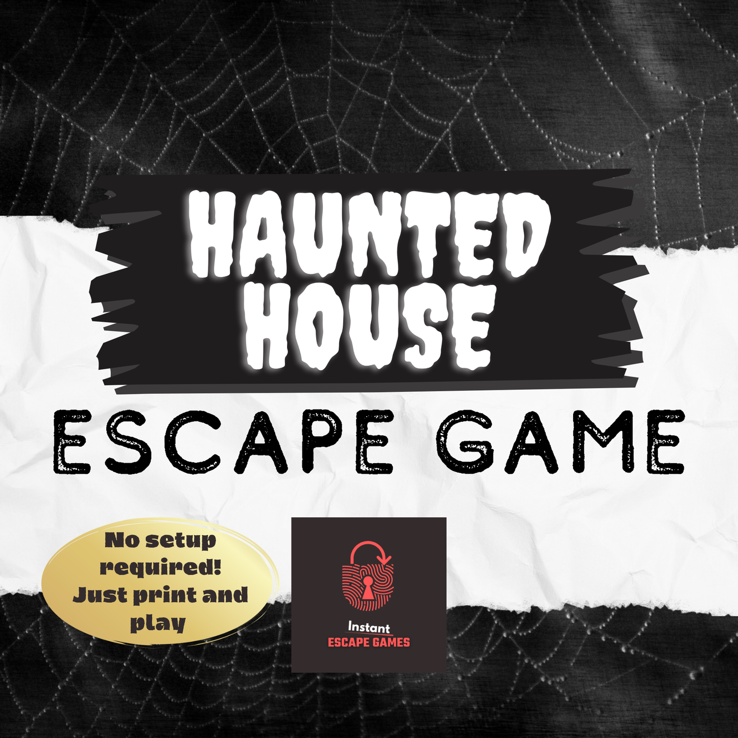 Scary Halloween games for teens being played in the haunted house escape room