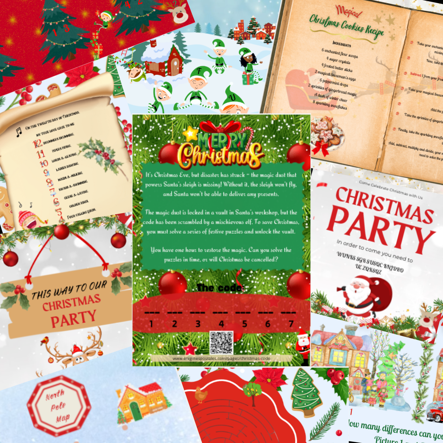 Setting up the Christmas murder mystery dinner party kit for a festive evening