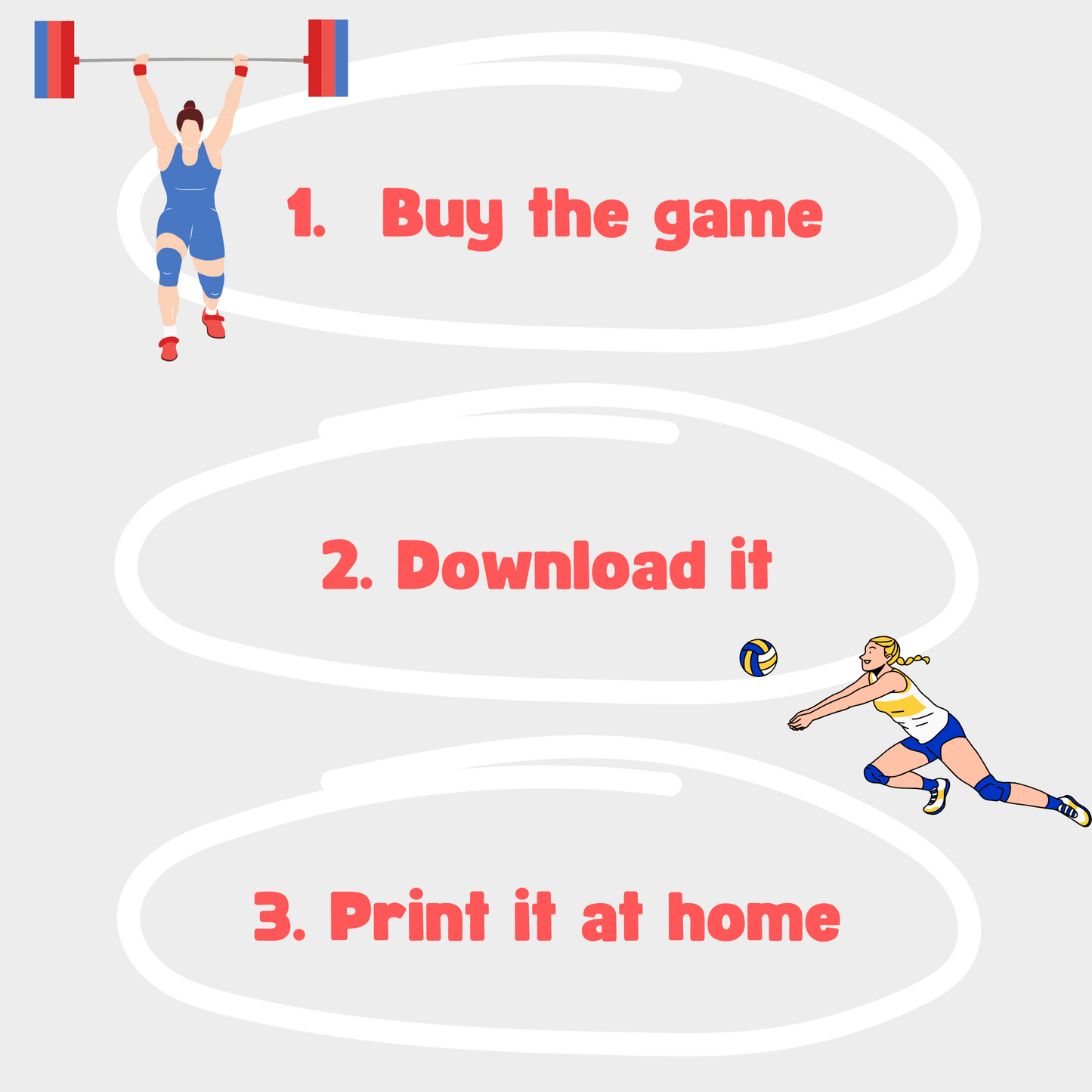 Instructions for the sports-themed escape room for family team activities, fun for all ages