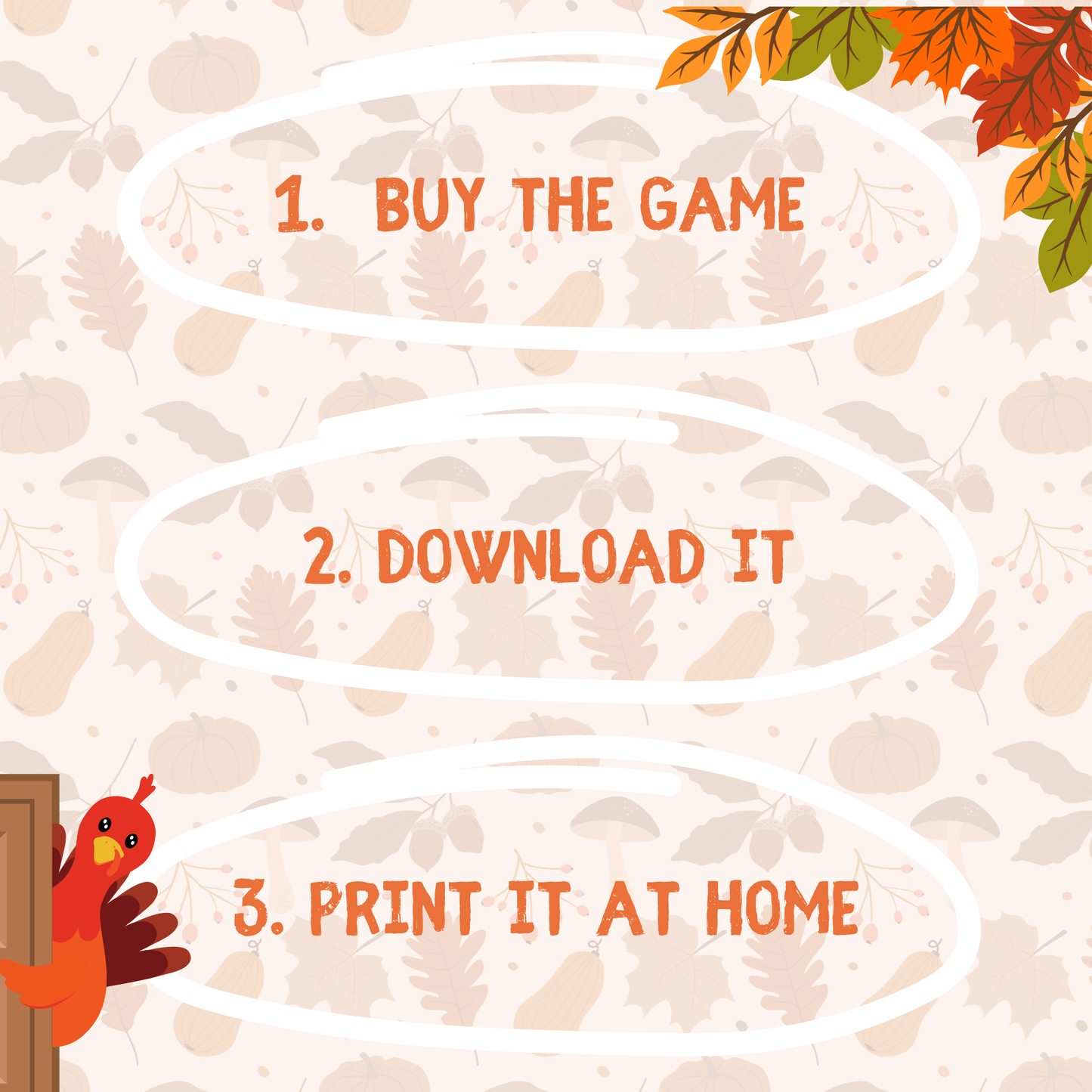 Instructions for Thanksgiving escape game printable for families and kids, perfect for Thanksgiving Day