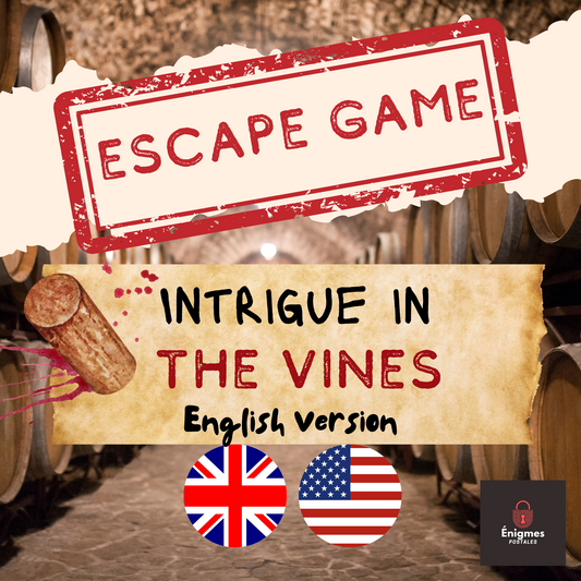 Couples wine mystery game with clues and puzzles to solve during a wine tasting mystery game experience