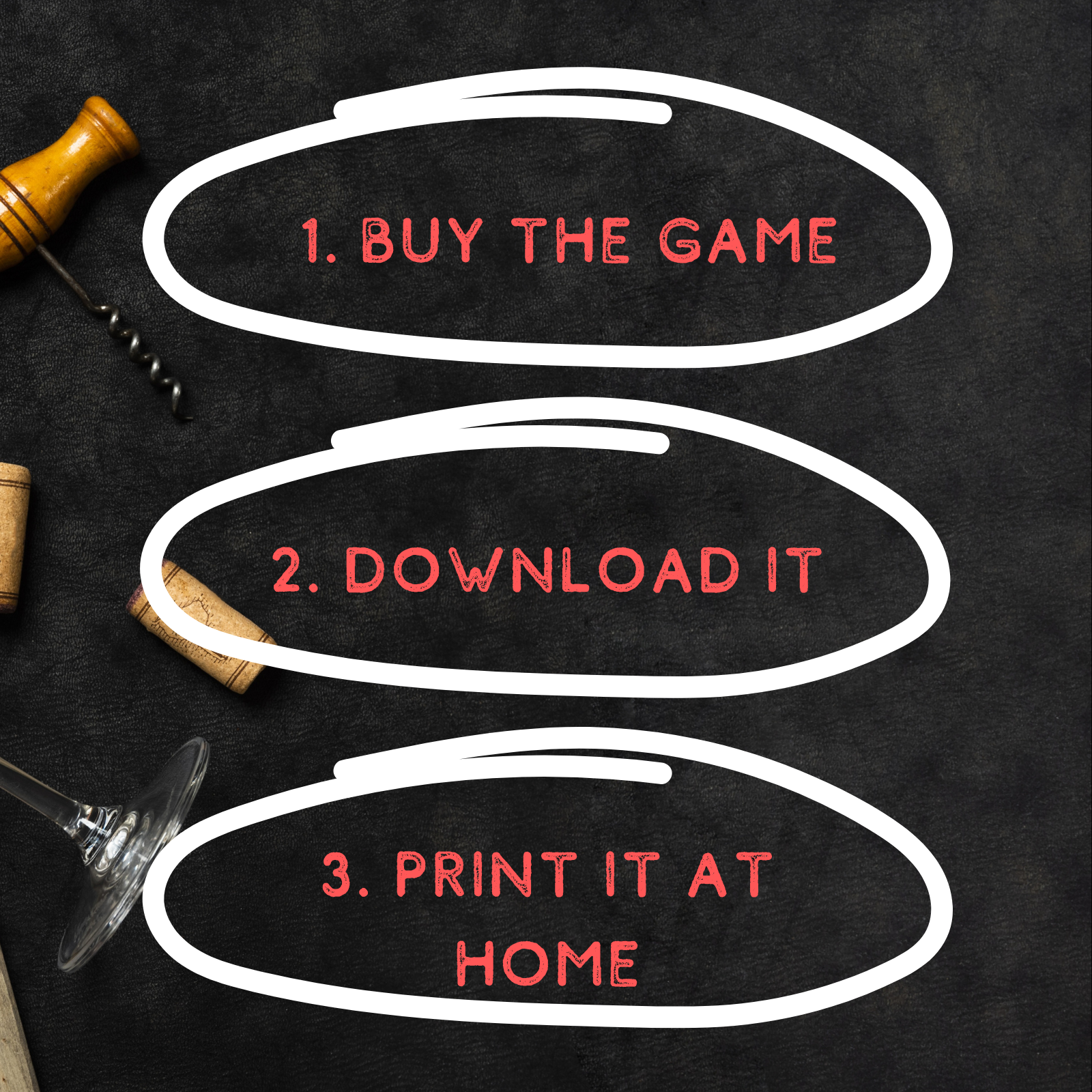 Instructions for the couples wine mystery game, perfect for a fun wine tasting mystery game night