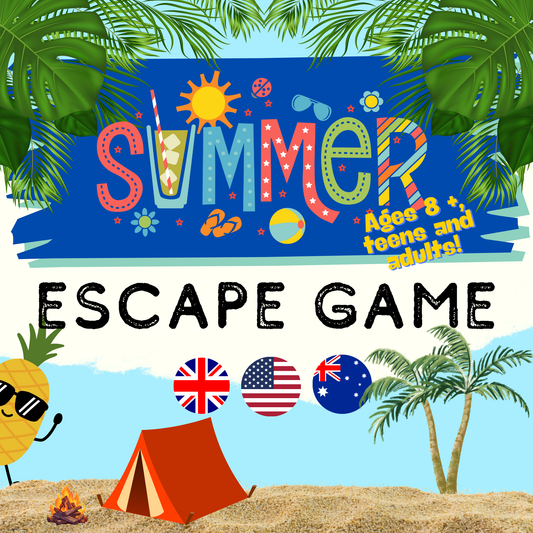 Printable outdoor escape room game for summer parties, perfect for family fun