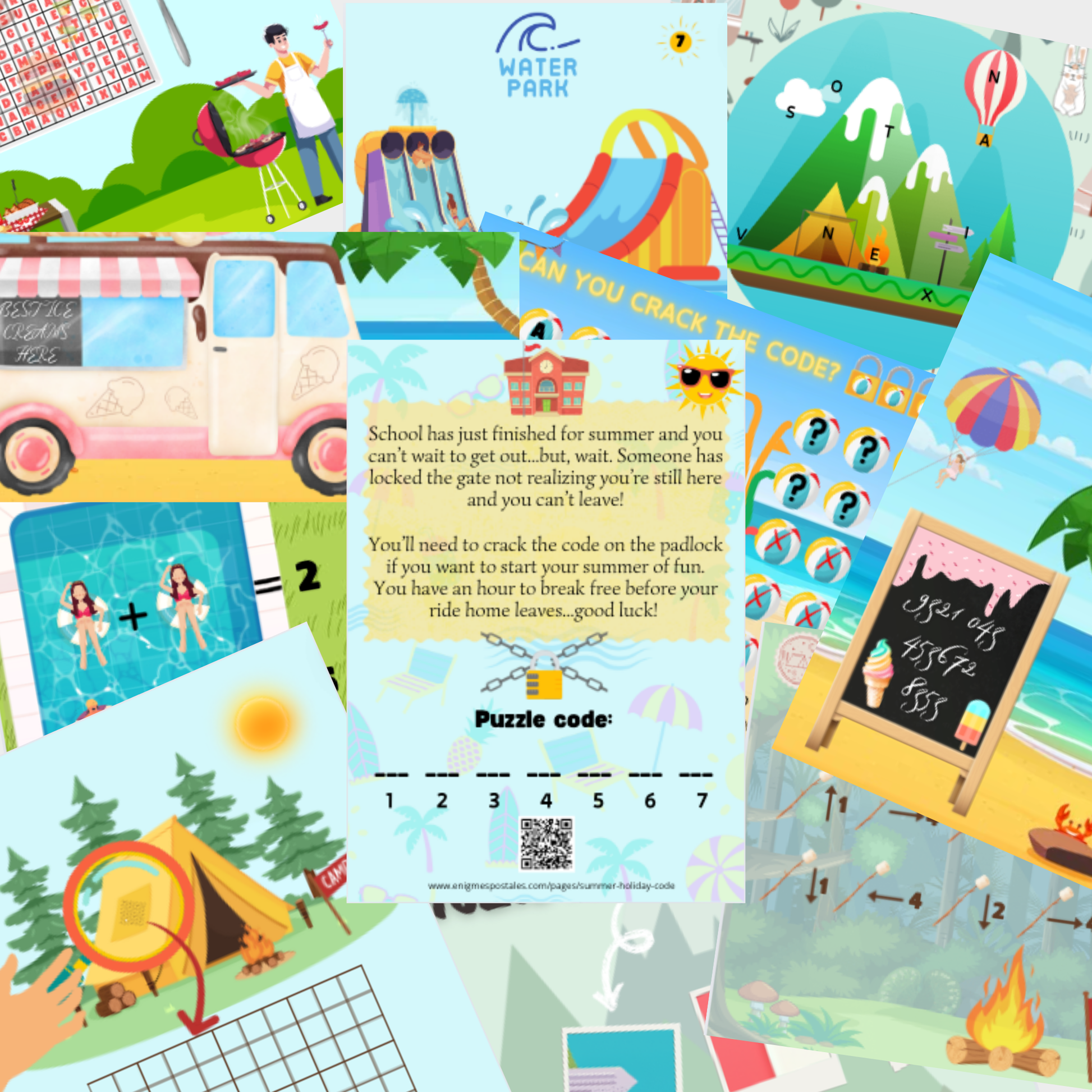 Setting up the printable outdoor escape room game for summer parties with friends and family