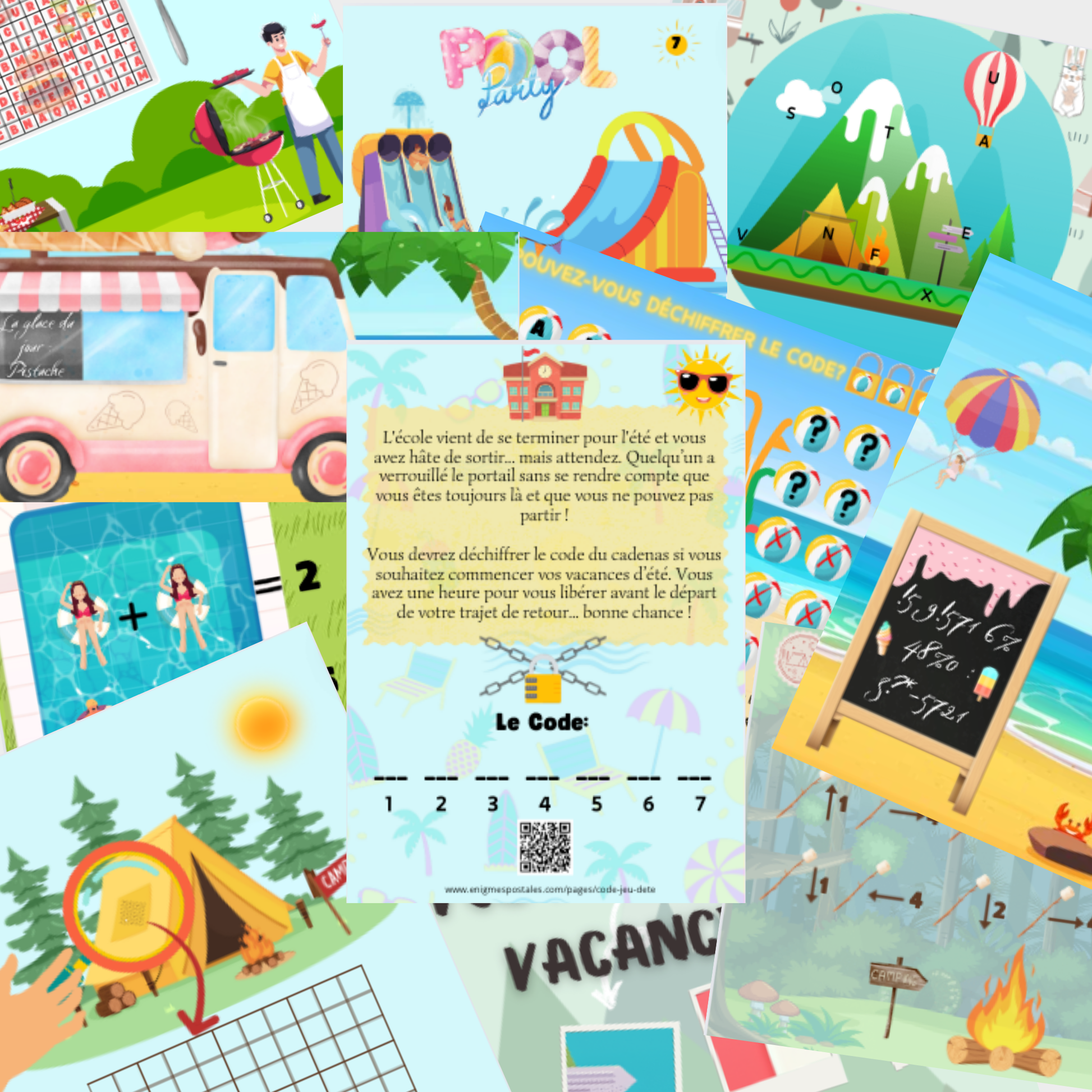 Installation de l'escape game été pour enfants à imprimer, activité estivale à la maison