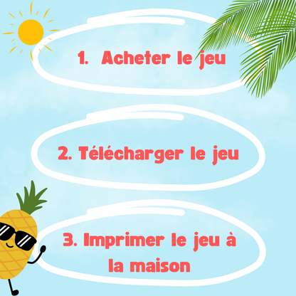 Instructions pour l'escape game été pour enfants à imprimer, une activité estivale à faire à la maison