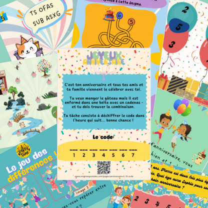 Installation du jeu d'anniversaire à imprimer pour enfants, une activité à faire pour un anniversaire enfant