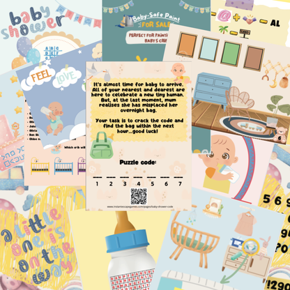 Setting up the printable baby shower escape room game for exciting baby shower party games