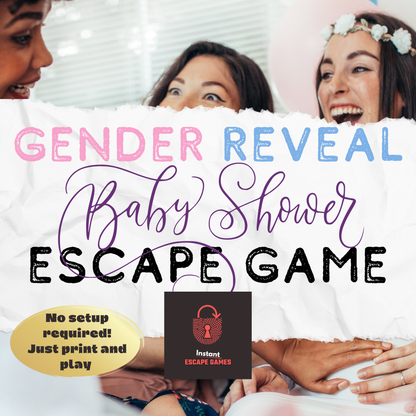 Players’ reactions after discovering the baby girl gender reveal in the escape room printable