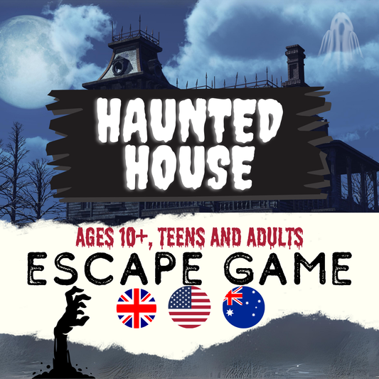 Haunted house escape room for Halloween with scary games for the family and teens