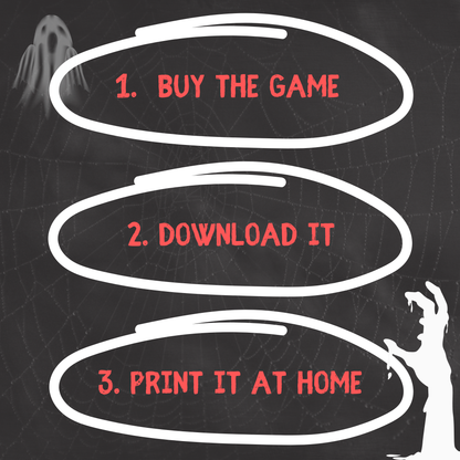 Instructions for the haunted house escape room with Halloween games for the family and teens