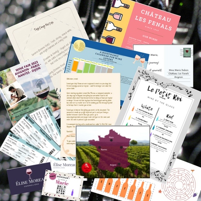 Setting up the wine tasting mystery game, a couples wine mystery game with puzzles and clues to uncover