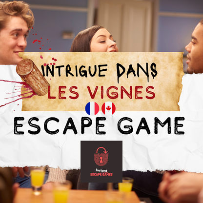Jeu de dégustation vin à imprimer personnalisé - Intrigue dans les Vignes, Instant Escape Games