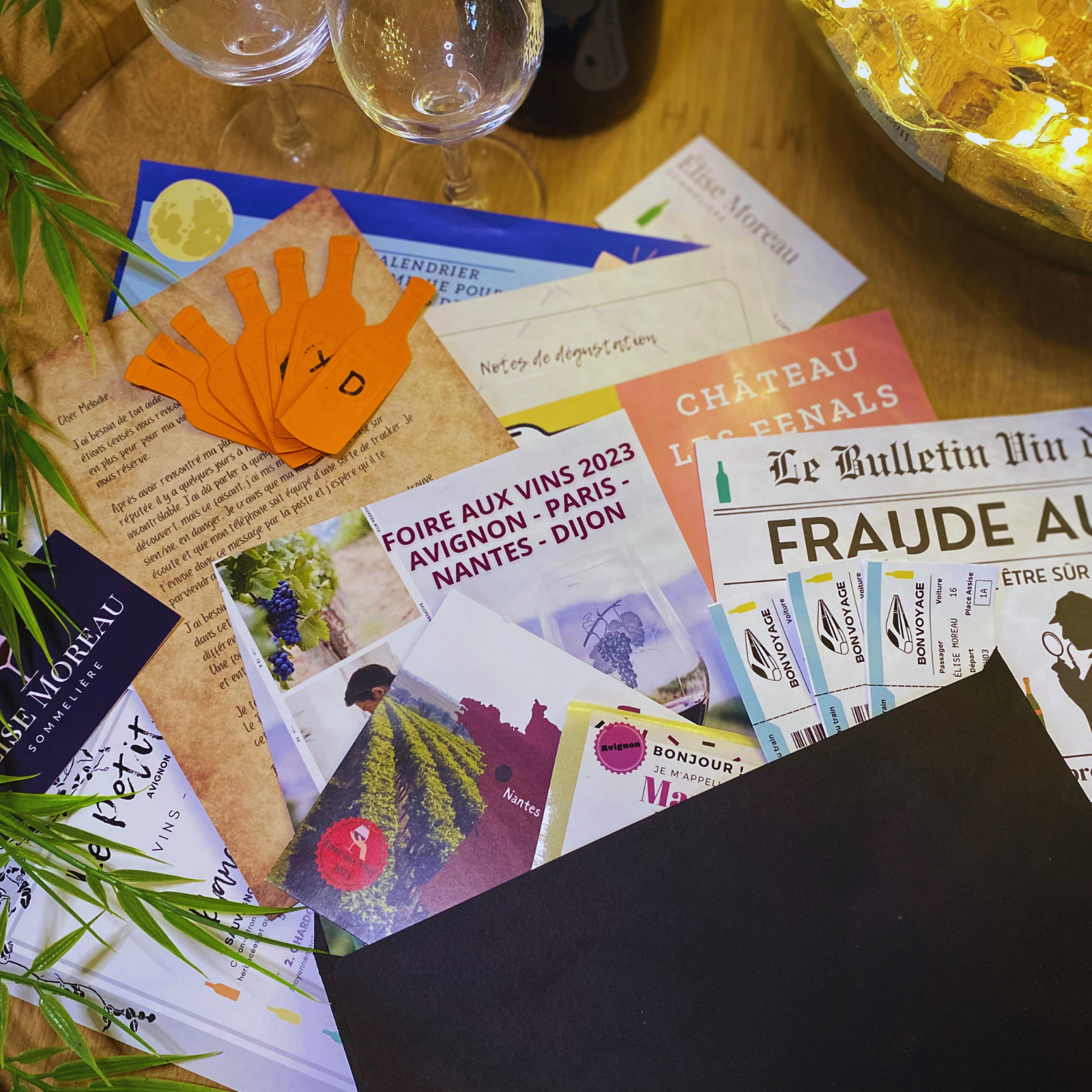 Jeu postal personnalisé pour amateur de vin, un défi escape game sur le vin pour couples à imprimer