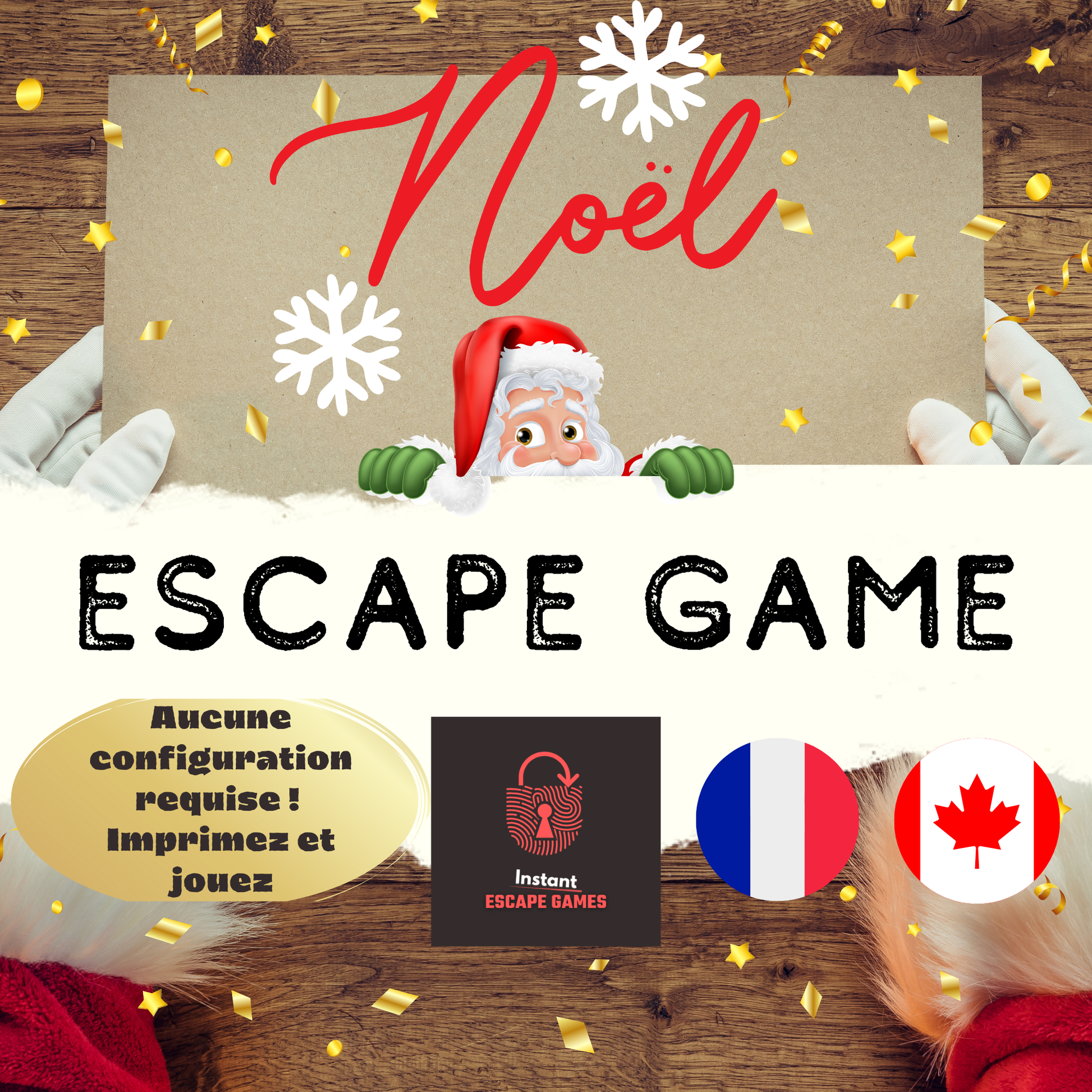 Escape game de Noël à imprimer en cours avec des énigmes à résoudre en famille