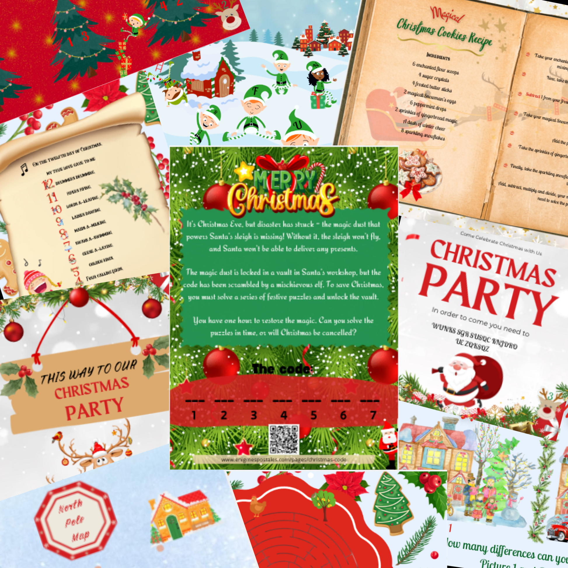 Setting up the Christmas murder mystery dinner party kit for a festive evening