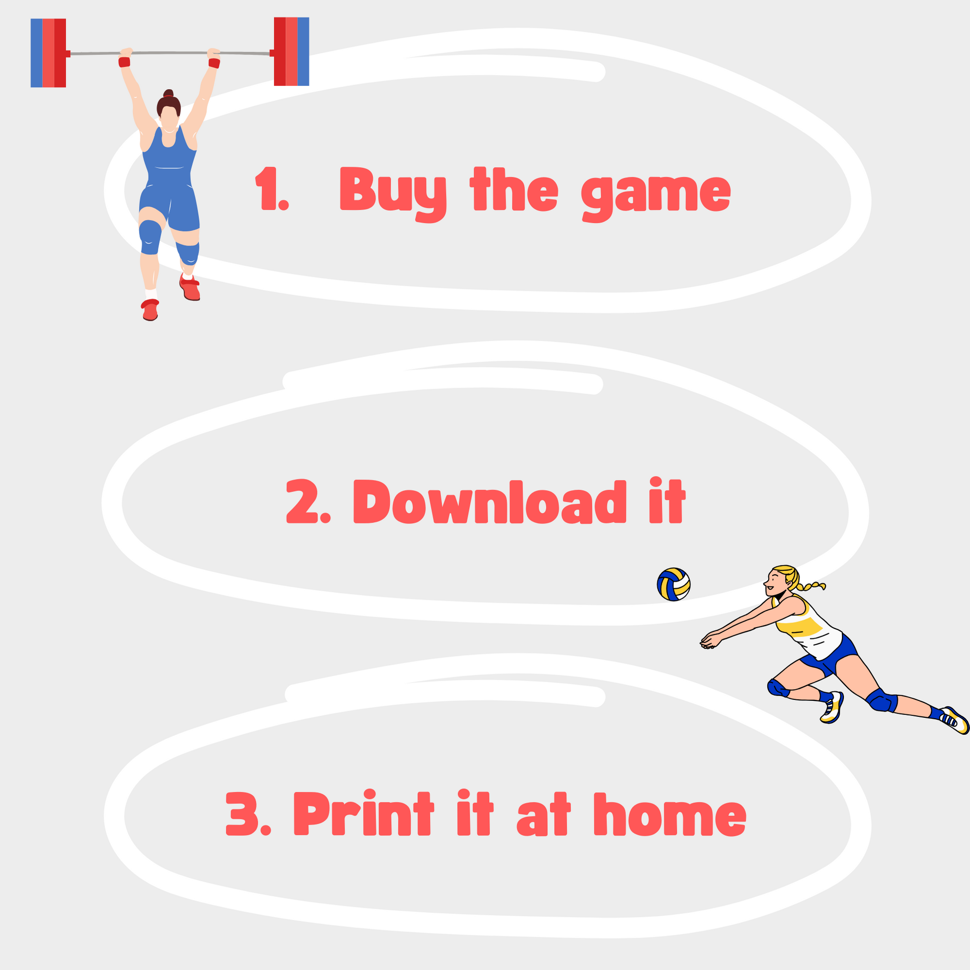 Instructions for the sports-themed escape room for family team activities, fun for all ages