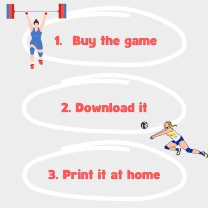 Instructions for the sports-themed escape room for family team activities, fun for all ages