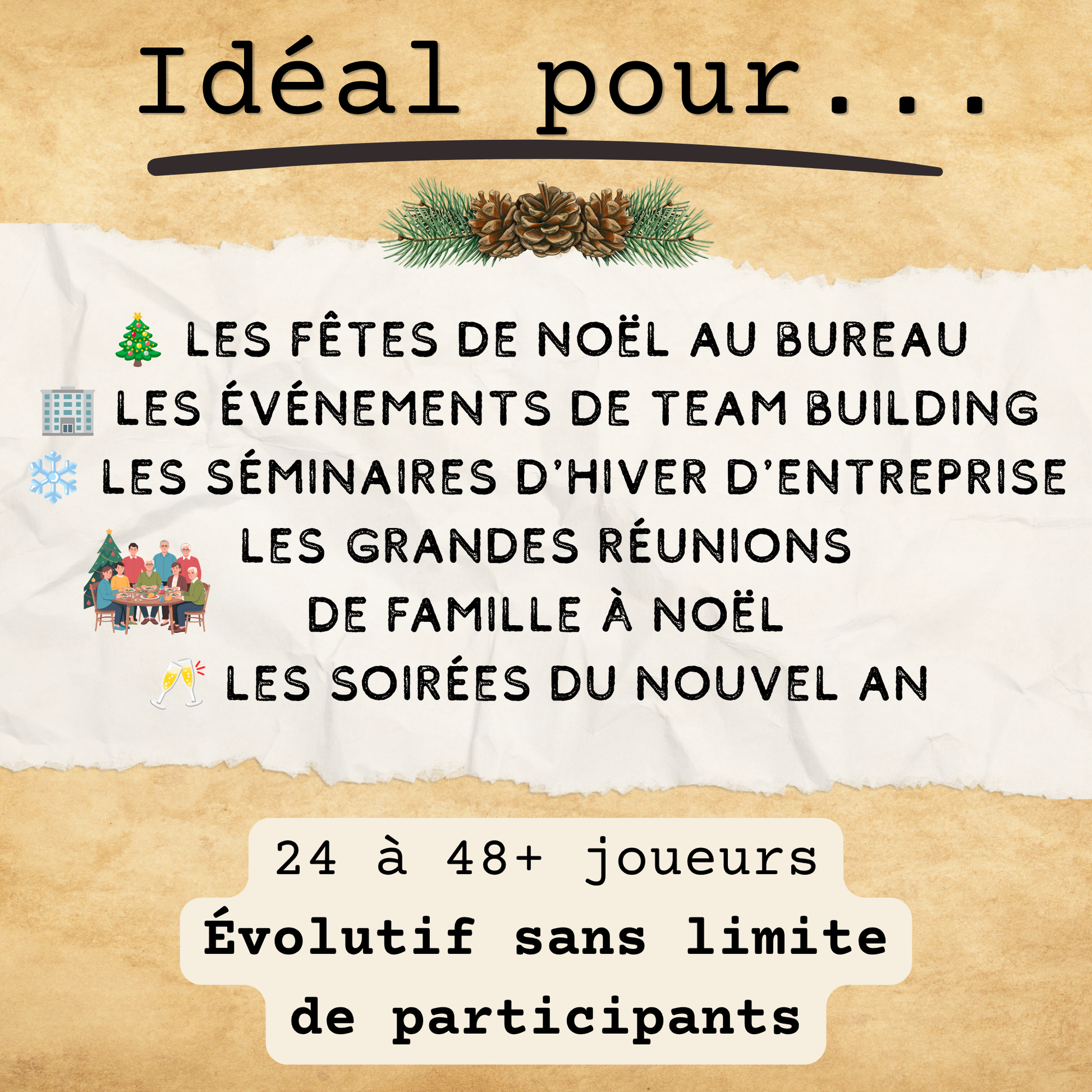 Animation Noël entreprise à imprimer — idéal pour séminaires, événements CE, team building hivernal grand groupe