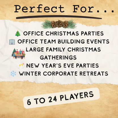 Corporate Christmas party game printable - ideal for office team building, large family gatherings and New Year's Eve events
