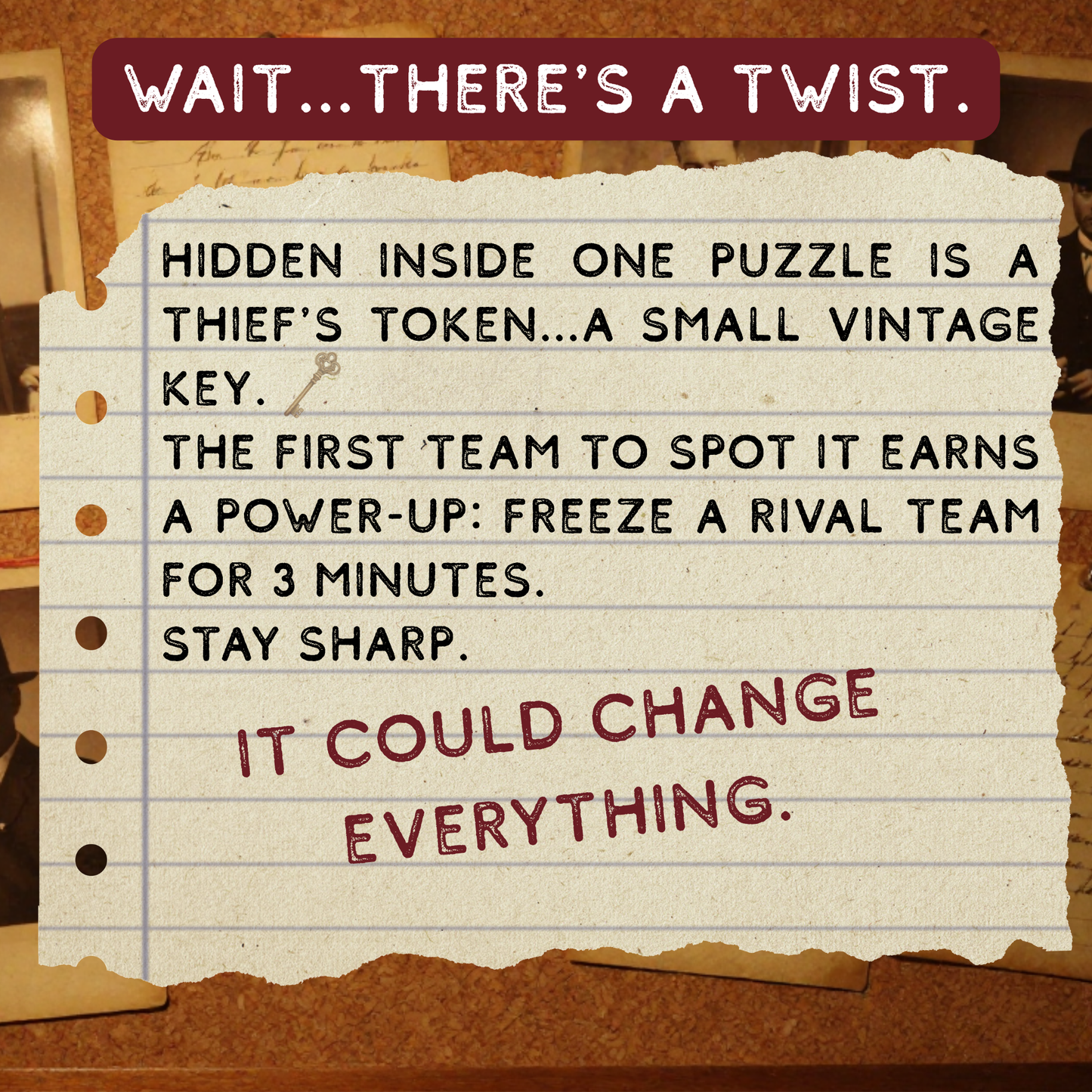 Corporate event game with sabotage twist - The Thief's Token power-up in The Winter Estate Heist Large Group Edition