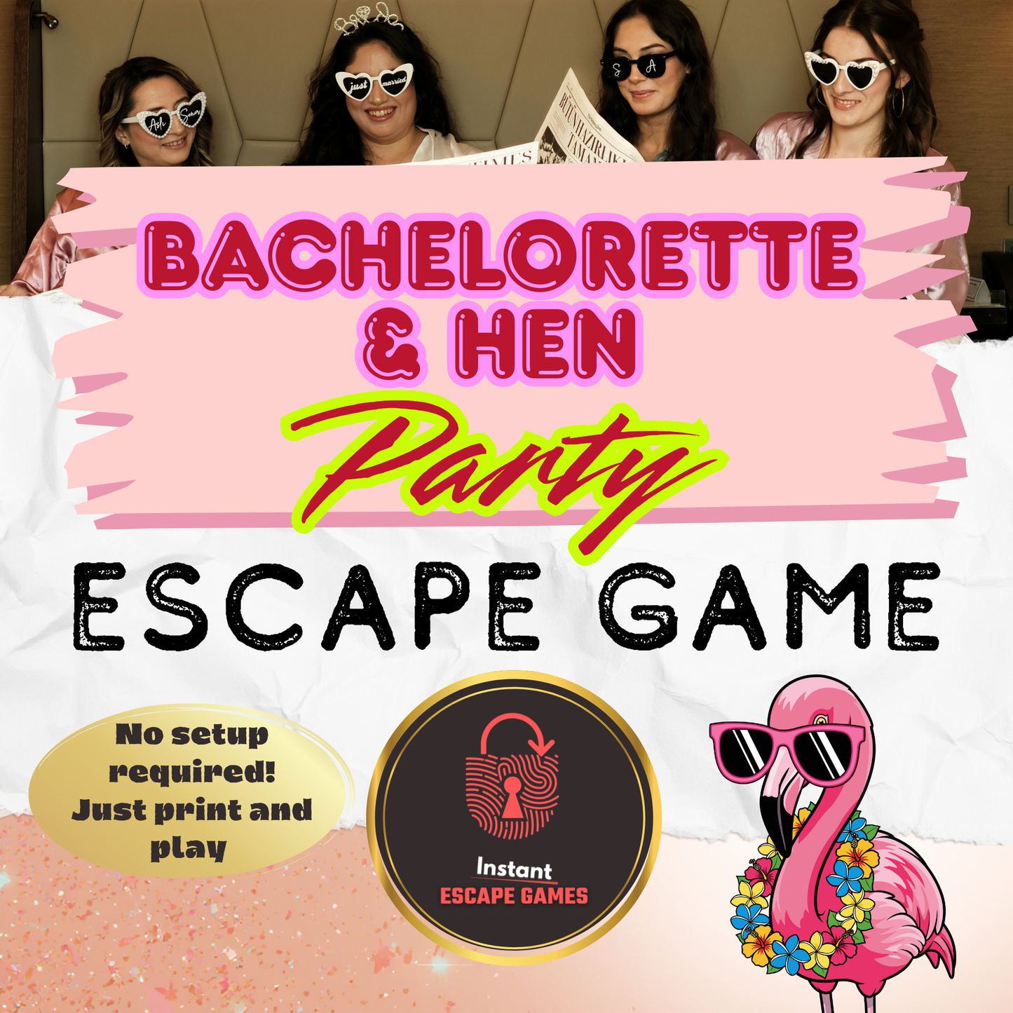 Group of friends playing a no-prep indoor Bachelorette and Hen party game during a rainy day or cozy night in.