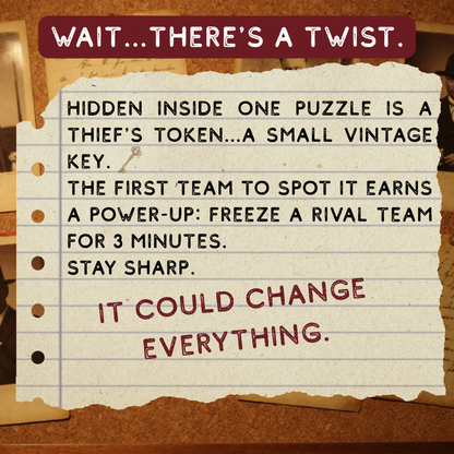 Interactive Christmas team building game with sabotage twist — The Thief's Token power-up in The Winter Estate Heist