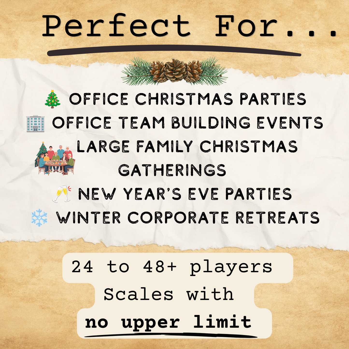 Large group Christmas event game printable - ideal for corporate parties, staff parties, company away days and large family gatherings