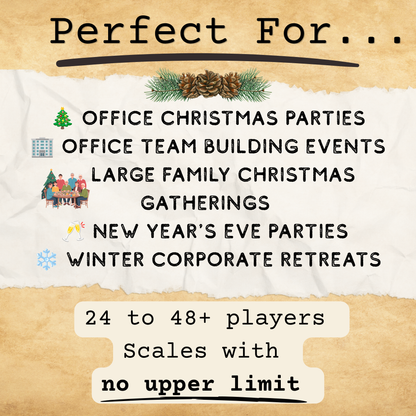 Large group Christmas event game printable - ideal for corporate parties, staff parties, company away days and large family gatherings