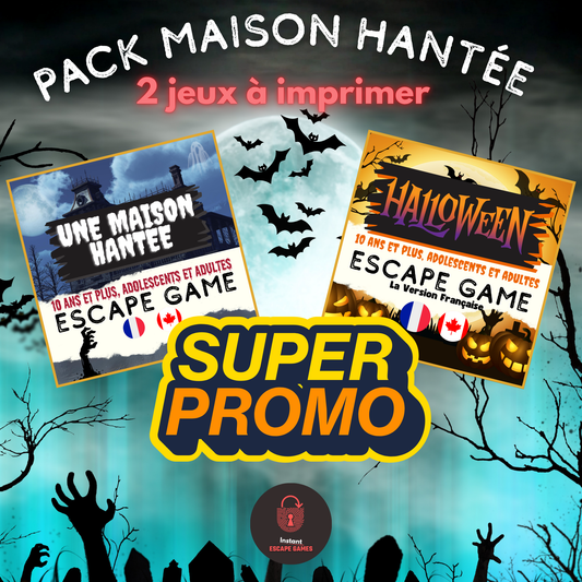 Pack complet Maison Hantée – 2 jeux d’Halloween à imprimer pour jouer en famille ou entre amis
