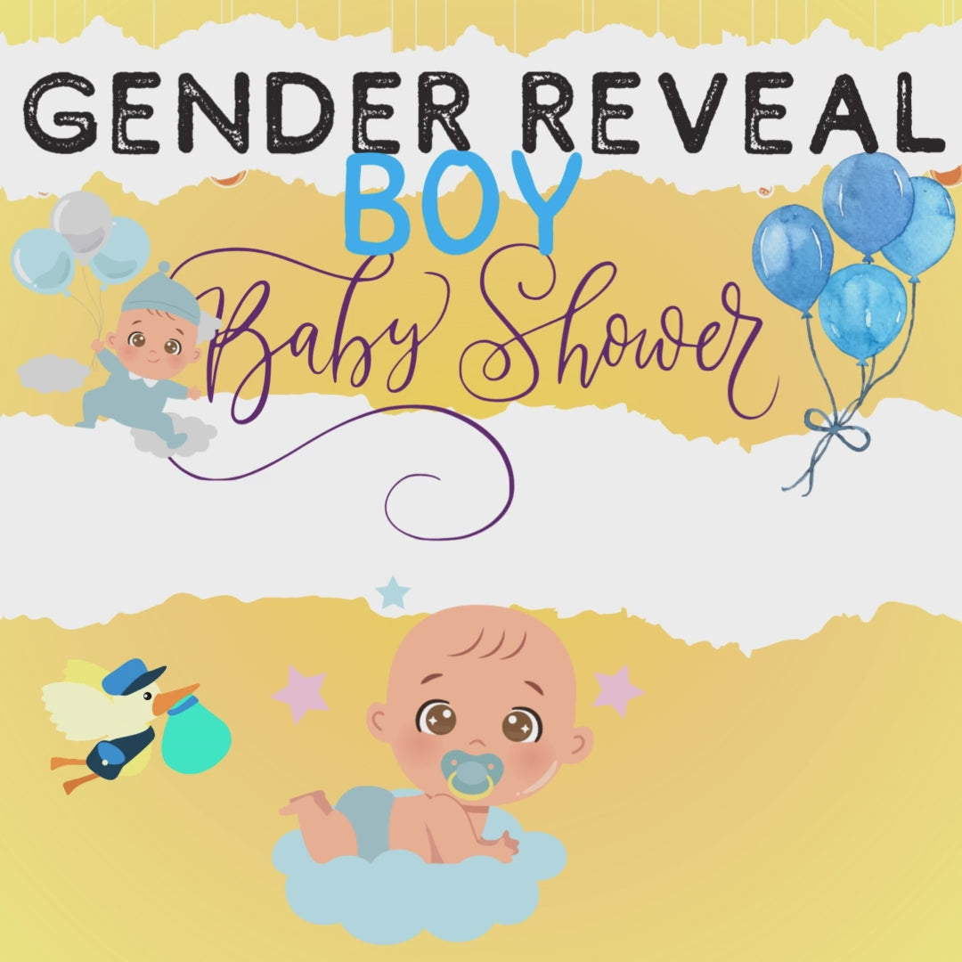 Video of the baby boy gender reveal escape room printable, showing a fun and interactive reveal experience