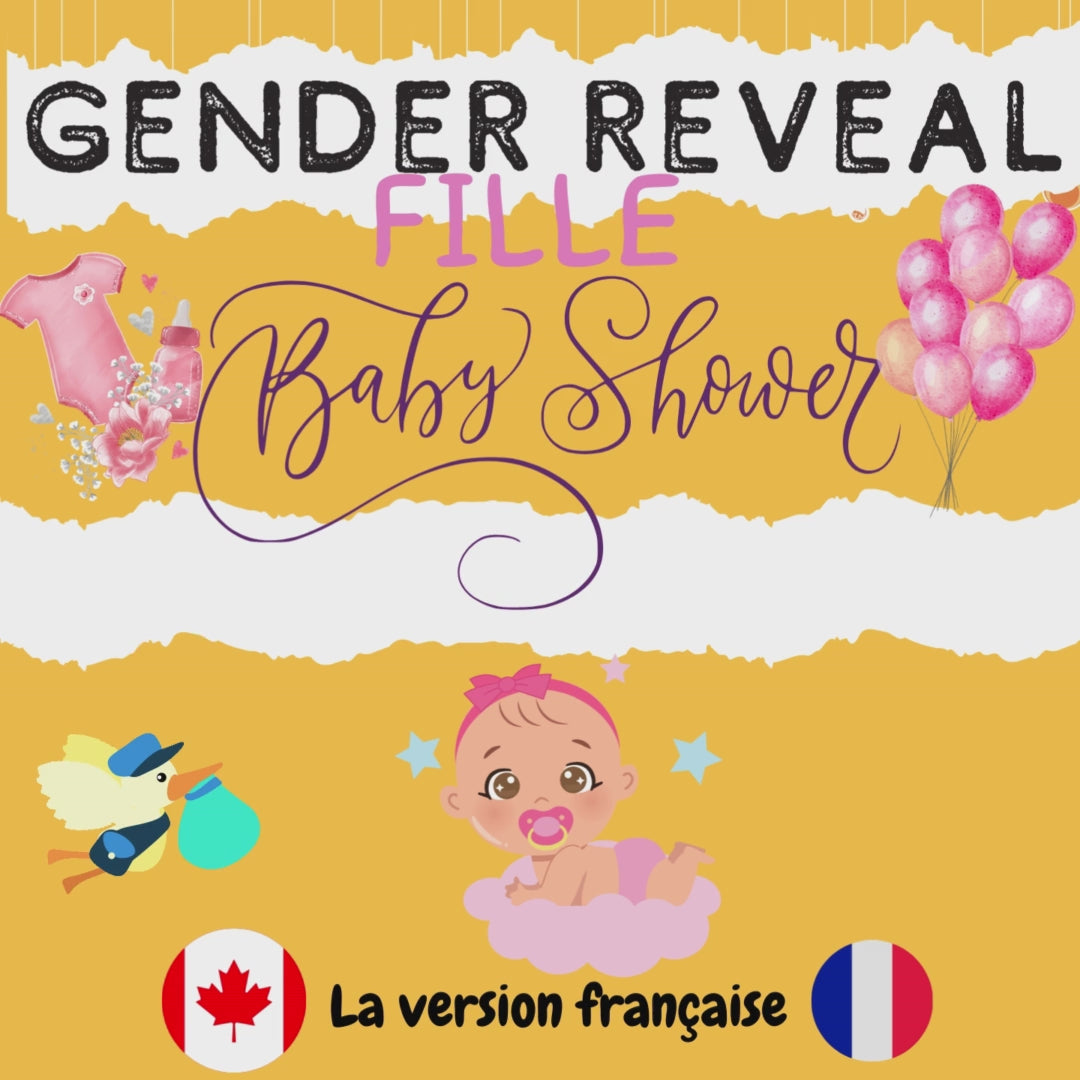 Vidéo du jeu de gender reveal fille à imprimer montrant des moments amusants à faire en famille