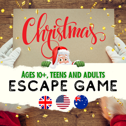 Video of a Christmas murder mystery dinner party kit showing a thrilling game night