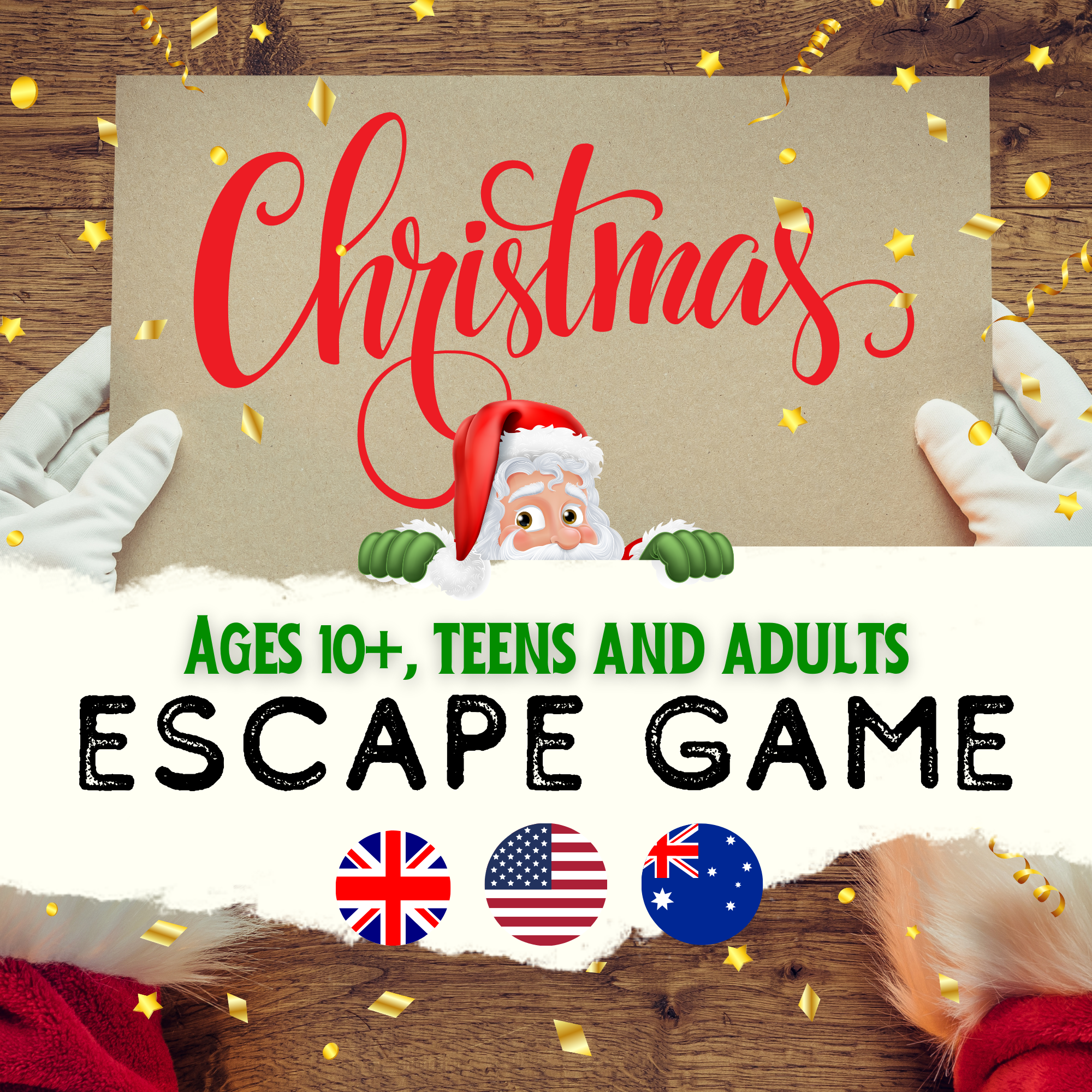 Video of a Christmas murder mystery dinner party kit showing a thrilling game night