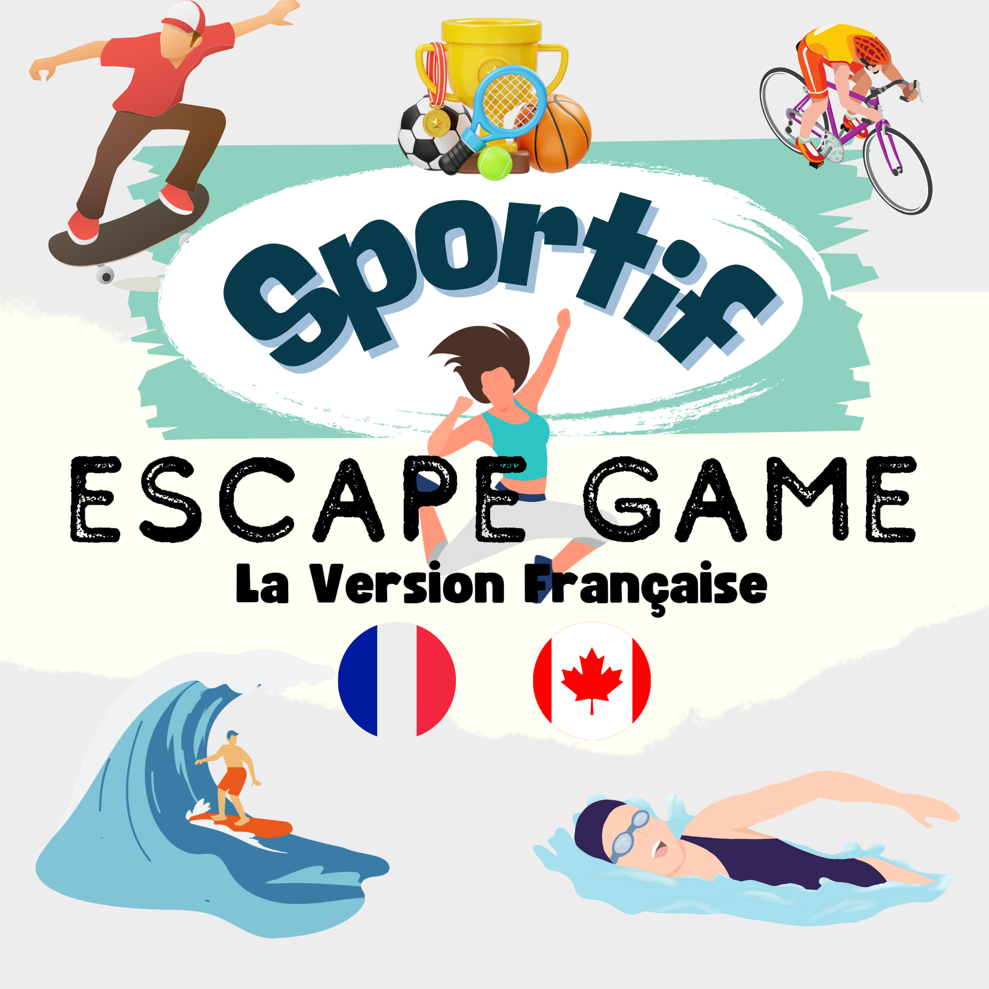 Vidéo de l'escape game sur le sport à imprimer montrant des jeux en camping et des énigmes sportives
