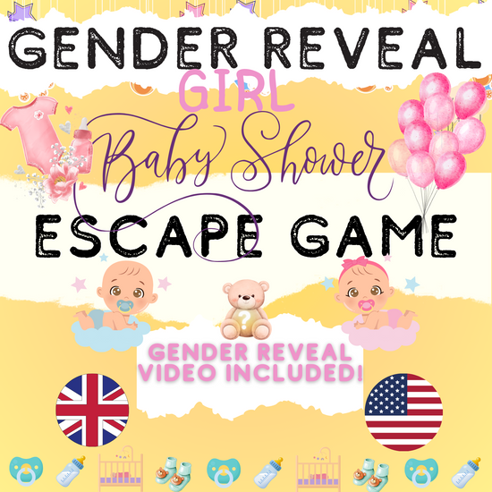 Video of the gender reveal escape game for baby girl shower, showing a fun and exciting reveal experience