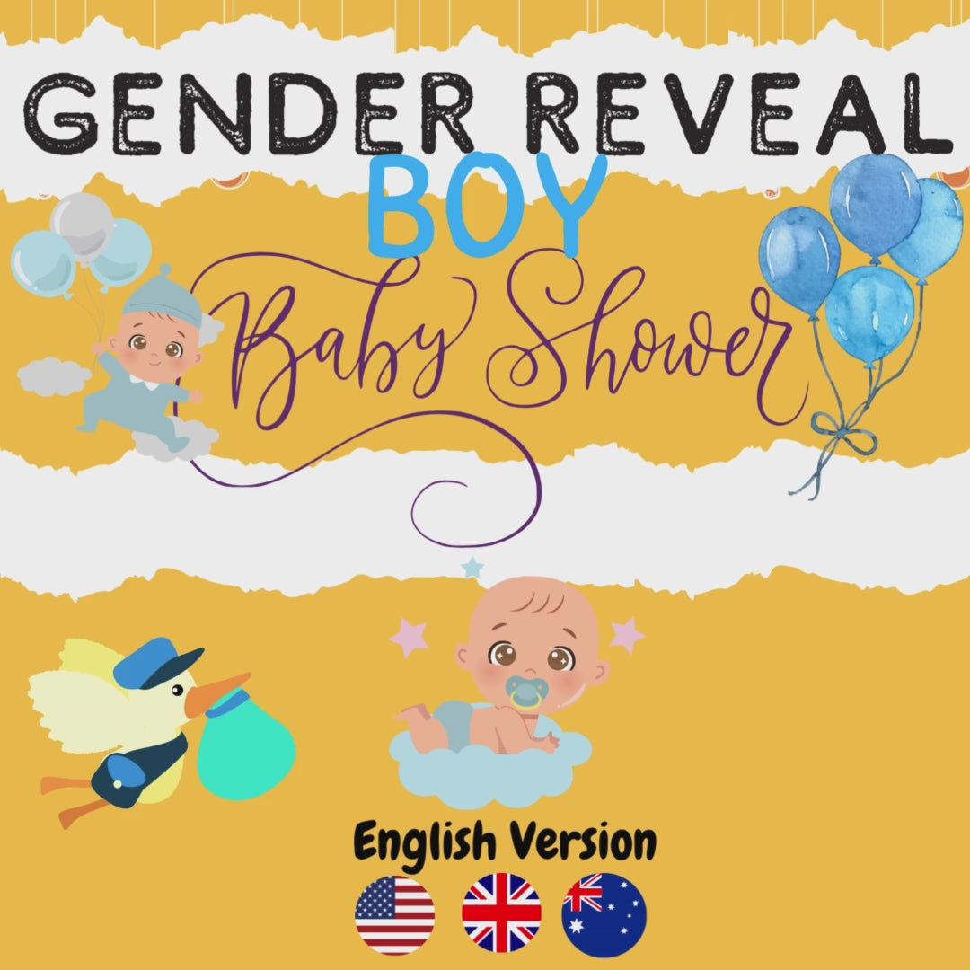 Video of the baby boy gender reveal escape room printable, showing a fun and interactive reveal experience
