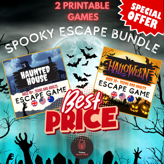 Spooky Escape Game Bundle – 2 printable Halloween escape room games for families and friends