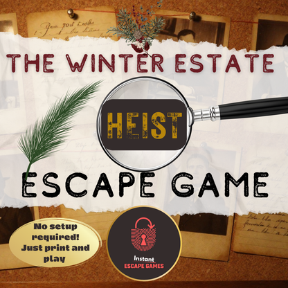 The Winter Estate Heist — printable murder mystery escape room, no setup required, just print and play